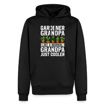 Jardinier Papi comme un Papi normal juste plus frais - Sweat à capuche Premium bio Homme - noir - Devant - Nico (187cm)