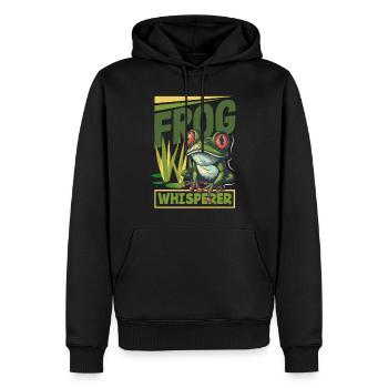 Grenouille amphibie chasseur passionné grenouille - Sweat à capuche Premium bio Homme - noir - Devant - Nico (187cm)