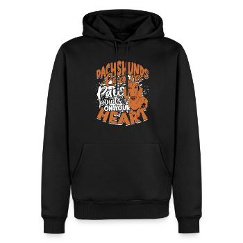 Teckel à poil dur - Sweat à capuche Premium bio Homme - noir - Devant - Nico (187cm)