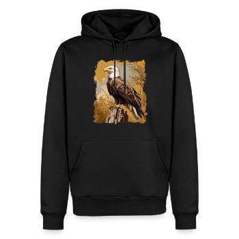 Pygargue à tête blanche Weißkopfseeadler - Sweat à capuche Premium bio Homme - noir - Devant - Nico (187cm)