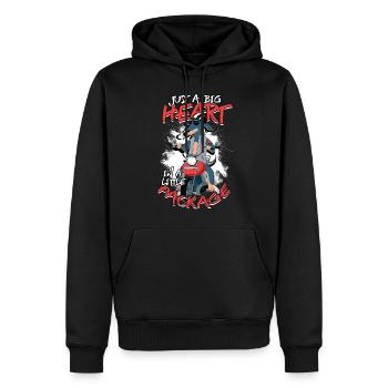 Teckel juste un grand cœur dans un petit paquet - Sweat à capuche Premium bio Homme - noir - Devant - Nico (187cm)