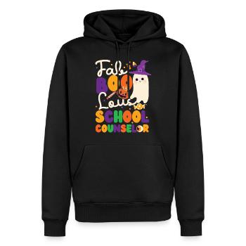 Conseiller scolaire Halloween Ghost - Sweat à capuche Premium bio Homme - noir - Devant - Nico (187cm)