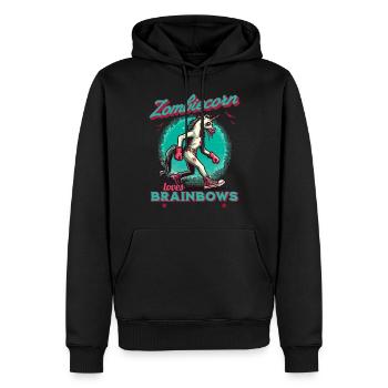 Zombie Einhorn Lustiger Halloween Spruch - Männer Premium Bio Hoodie - Schwarz - Vorne - Nico (187cm)