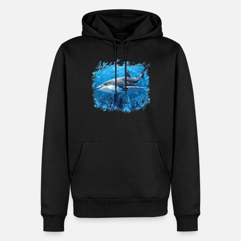 requin-baleine Requin-baleine requin-baleine - Sweat à capuche Premium bio Homme - noir