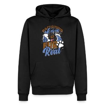 Teckel Teckel à poil dur L’amour est pour de vrai - Sweat à capuche Premium bio Homme - noir - Devant - Nico (187cm)