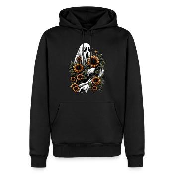 Fantôme aux tournesols - Sweat à capuche Premium bio Homme - noir - Devant - Nico (187cm)