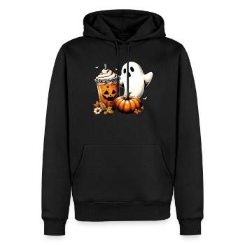 Vintage Ghost Pumpkin Spice - Männer Premium Bio Hoodie - Schwarz - Vorne - Nico (187cm)