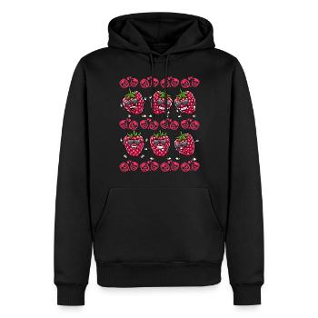 Beere Dancing Himbeeren Obst - Männer Premium Bio Hoodie - Schwarz - Vorne - Nico (187cm)