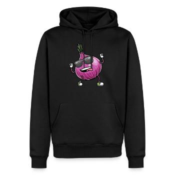 Légumes à l’oignon rouge - Sweat à capuche Premium bio Homme - noir - Devant - Nico (187cm)