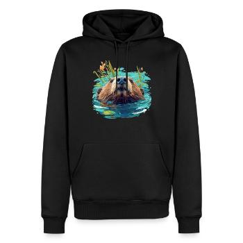 Beaver Biber - Sweat à capuche Premium bio Homme - noir - Devant - Nico (187cm)