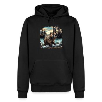 Beaver Biber - Sweat à capuche Premium bio Homme - noir - Devant - Nico (187cm)