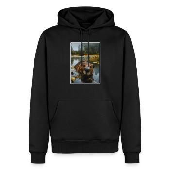 Beaver Biber - Sweat à capuche Premium bio Homme - noir - Devant - Nico (187cm)