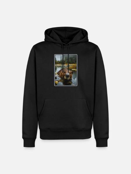 Beaver Biber - Männer Premium Bio Hoodie - Schwarz