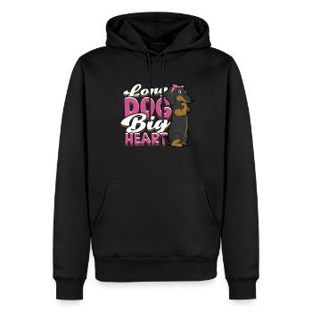 Teckel à poil dur Teckel Long Chien Grand Coeur - Sweat à capuche Premium bio Homme - noir - Devant - Nico (187cm)