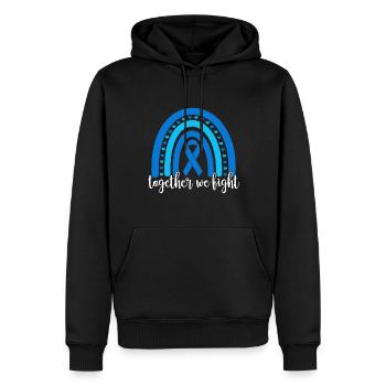 Gemeinsam bekämpfen wir Blue Ribbon Rainbow Diabetes - Männer Premium Bio Hoodie - Schwarz - Vorne - Nico (187cm)