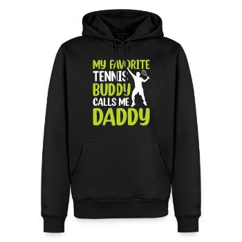 Mon copain de tennis préféré m’appelle papa papa de tennis - Sweat à capuche Premium bio Homme - noir - Devant - Nico (187cm)
