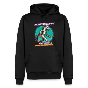 Zombiecorn Liebt Brainbows Zombie Einhorn - Männer Premium Bio Hoodie - Schwarz - Vorne - Nico (187cm)