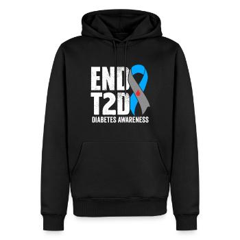Type 2 Sensibilisation T2D Ruban Bleu Pancréas Inutile - Sweat à capuche Premium bio Homme - noir - Devant - Nico (187cm)