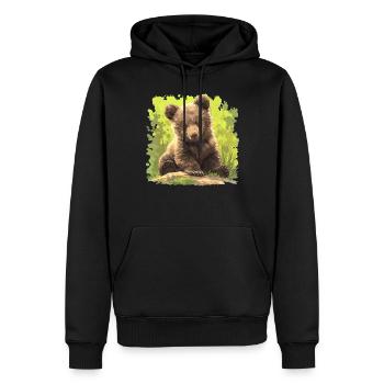 Bear Bären Bär - Männer Premium Bio Hoodie - Schwarz - Vorne - Nico (187cm)