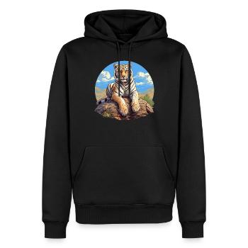 Tigre du Bengale Roi Tigre - Sweat à capuche Premium bio Homme - noir - Devant - Nico (187cm)