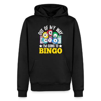 Out Of My Way I'm Going to Bingo Gambling Funny - Men’s Premium Organic Hoodie - black - Front - Nico (187cm)