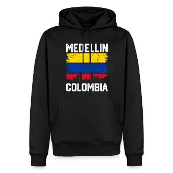 Medellin Colombie Drôle Colombien Hispanique Latino - Sweat à capuche Premium bio Homme - noir - Devant - Nico (187cm)