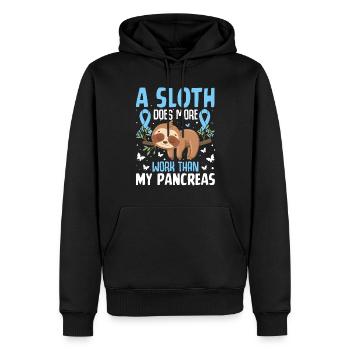 Faultier Diabetes Bewusstsein T1D Blaues Band Lustig - Männer Premium Bio Hoodie - Schwarz - Vorne - Nico (187cm)