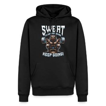 Beintraining Bodybuilder Sweat Is Just fat Crying - Männer Premium Bio Hoodie - Schwarz - Vorne - Nico (187cm)