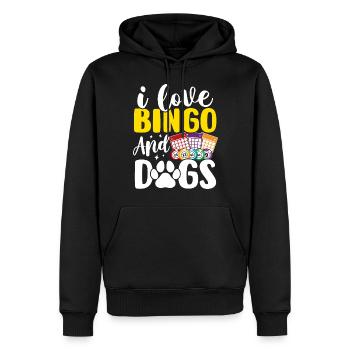 J’aime le bingo et les chiens Bingo drôle Chiens de jeu - Sweat à capuche Premium bio Homme - noir - Devant - Nico (187cm)
