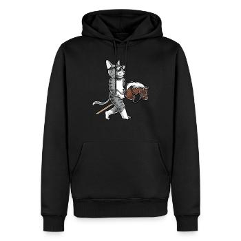 Lustiges Hobby Horsing Katze - Männer Premium Bio Hoodie - Schwarz - Vorne - Nico (187cm)