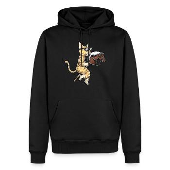 Lustiges Hobby Horsing Katze - Männer Premium Bio Hoodie - Schwarz - Vorne - Nico (187cm)