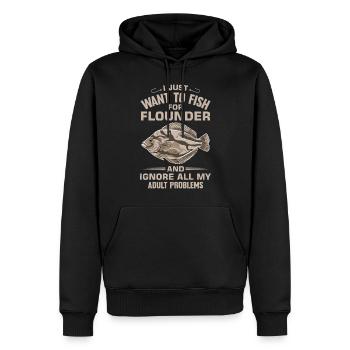 Flunder Fischer Spruch - Männer Premium Bio Hoodie - Schwarz - Vorne - Nico (187cm)