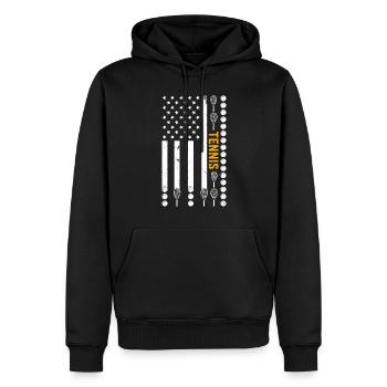 Joueur de tennis Tennis US Flag Joueur de tennis - Sweat à capuche Premium bio Homme - noir - Devant - Nico (187cm)