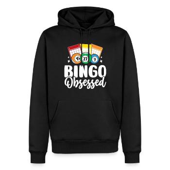 bingo obsédé drôle loterie jeu appelant - Sweat à capuche Premium bio Homme - noir - Devant - Nico (187cm)