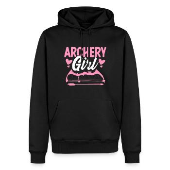 Bogenschießen Mädchen Jäger Lustiges Bogenschießen Pfeiljagd - Männer Premium Bio Hoodie - Schwarz - Vorne - Nico (187cm)