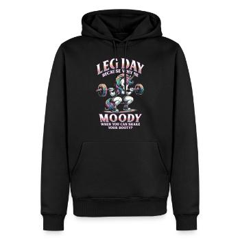 Leg Training Leg Day Because Why Be Moody - Men’s Premium Organic Hoodie - black - Front - Nico (187cm)