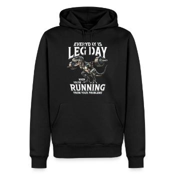 Entraînement des jambes Bodybuilder Tous les jours sont le jour des jambes - Sweat à capuche Premium bio Homme - noir - Devant - Nico (187cm)
