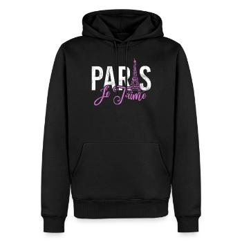 France Paris Tour Eiffel France Drapeau - Sweat à capuche Premium bio Homme - noir - Devant - Nico (187cm)