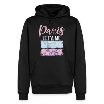 Frankreich Paris Eiffelturm Frankreich Flagge - Männer Premium Bio Hoodie - Schwarz - Vorne - Nico (187cm)