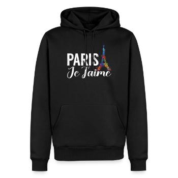 France Paris Tour Eiffel France Drapeau - Sweat à capuche Premium bio Homme - noir - Devant - Nico (187cm)