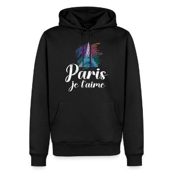 Frankreich Paris Eiffelturm Frankreich Flagge - Männer Premium Bio Hoodie - Schwarz - Vorne - Nico (187cm)
