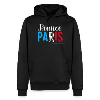 France Paris Tour Eiffel France Drapeau - Sweat à capuche Premium bio Homme - noir - Devant - Nico (187cm)