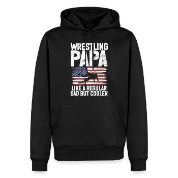 Lutte Papa Lutteur Fête des Pères Hommes - Sweat à capuche Premium bio Homme - noir - Devant - Nico (187cm)