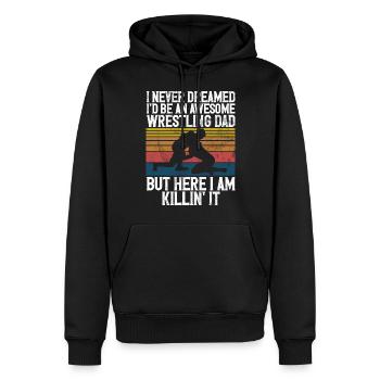 Lutte Papa Lutteur Fête des Pères Hommes - Sweat à capuche Premium bio Homme - noir - Devant - Nico (187cm)