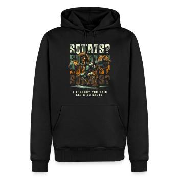 Entraînement des jambes Entraînement des jambes Bodybuilder Squats ? - Sweat à capuche Premium bio Homme - noir - Devant - Nico (187cm)