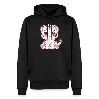White Tiger Weiße Tiger Weißer Tiger - Männer Premium Bio Hoodie - Schwarz - Vorne - Nico (187cm)
