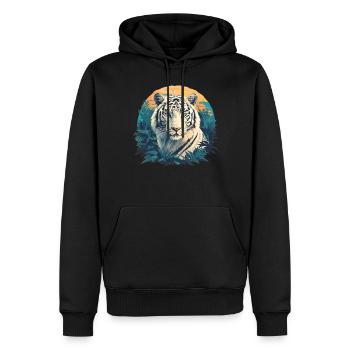 White Tiger Weiße Tiger Weißer Tiger - Männer Premium Bio Hoodie - Schwarz - Vorne - Nico (187cm)