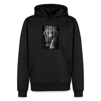 White Tiger Weiße Tiger Weißer Tiger - Männer Premium Bio Hoodie - Schwarz - Vorne - Nico (187cm)