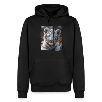 White Tiger Weiße Tiger Weißer Tiger - Männer Premium Bio Hoodie - Schwarz - Vorne - Nico (187cm)