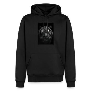 White Tiger Weiße Tiger Weißer Tiger - Männer Premium Bio Hoodie - Schwarz - Vorne - Nico (187cm)